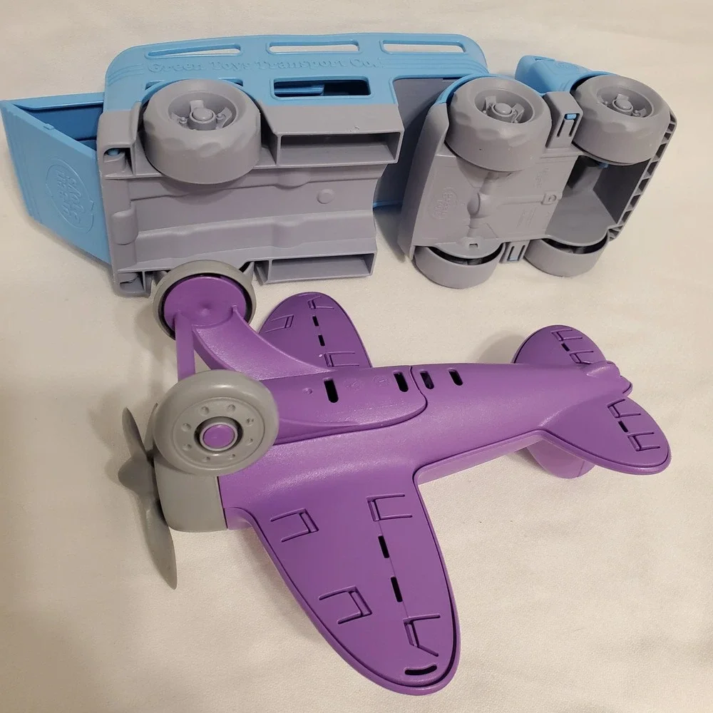 Green Toys Blue Transport Truck and Purple Airplane Recycled‎ Plastic Toy Set